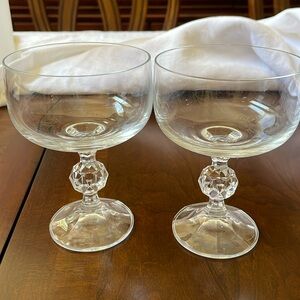 Czech Bohemian clear Crystal Goblets Sterna Design set of 2 champagne coupe
